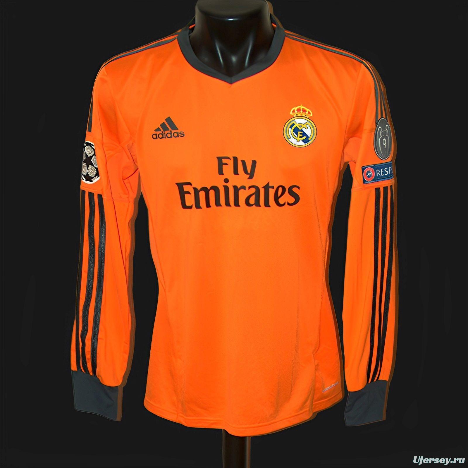 Retro 13/14 Real Madrid Third Orange Long Sleeve Jersey Worn By Ronaldo