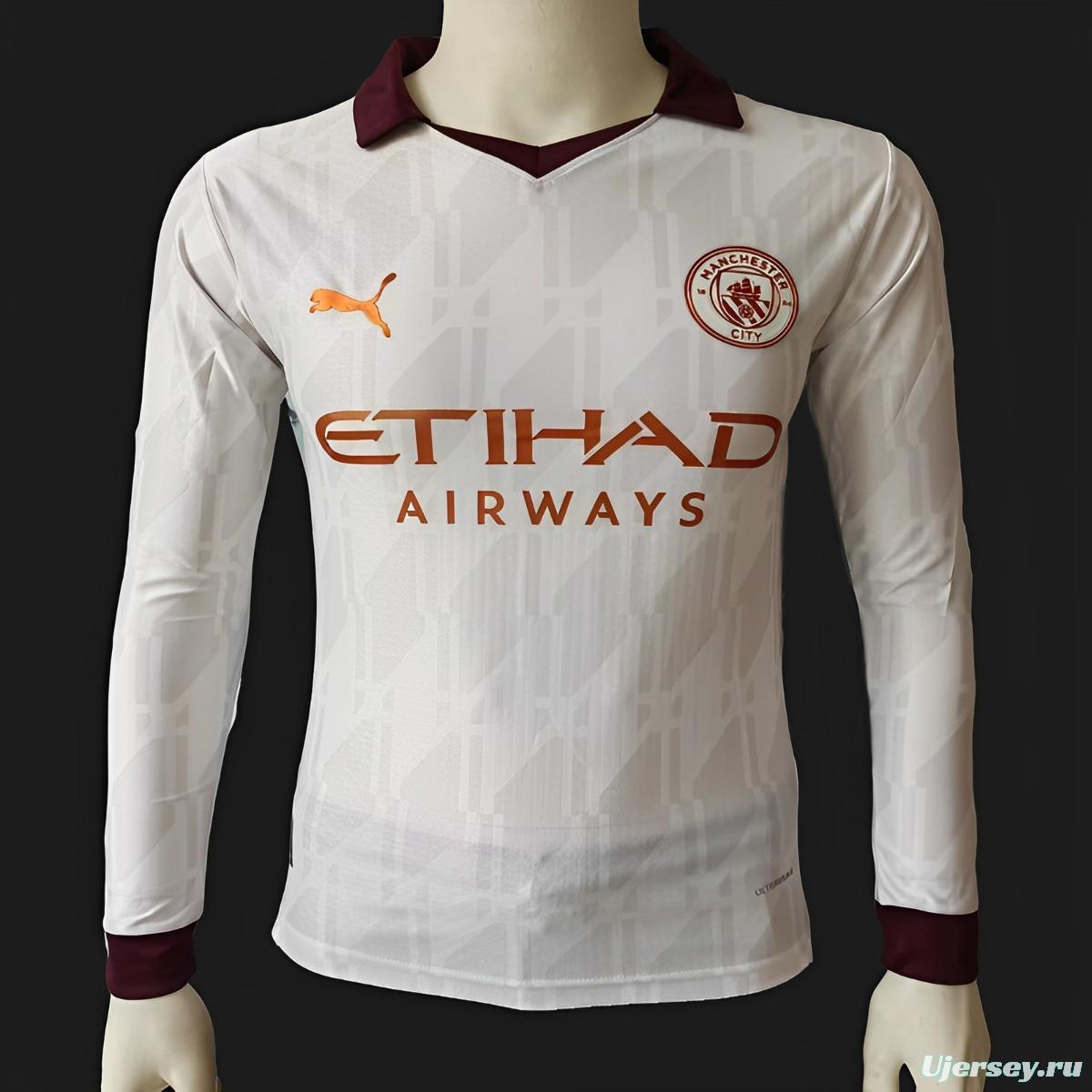 Player Version 23/24 Manchester City Away White Long Sleeve Jersey