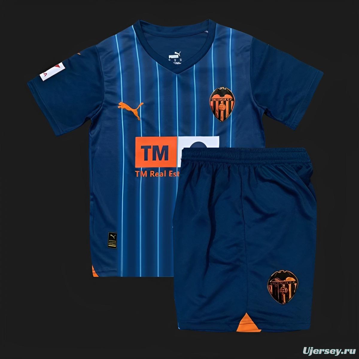 23/24 Kids Valencia Away Blue Jersey