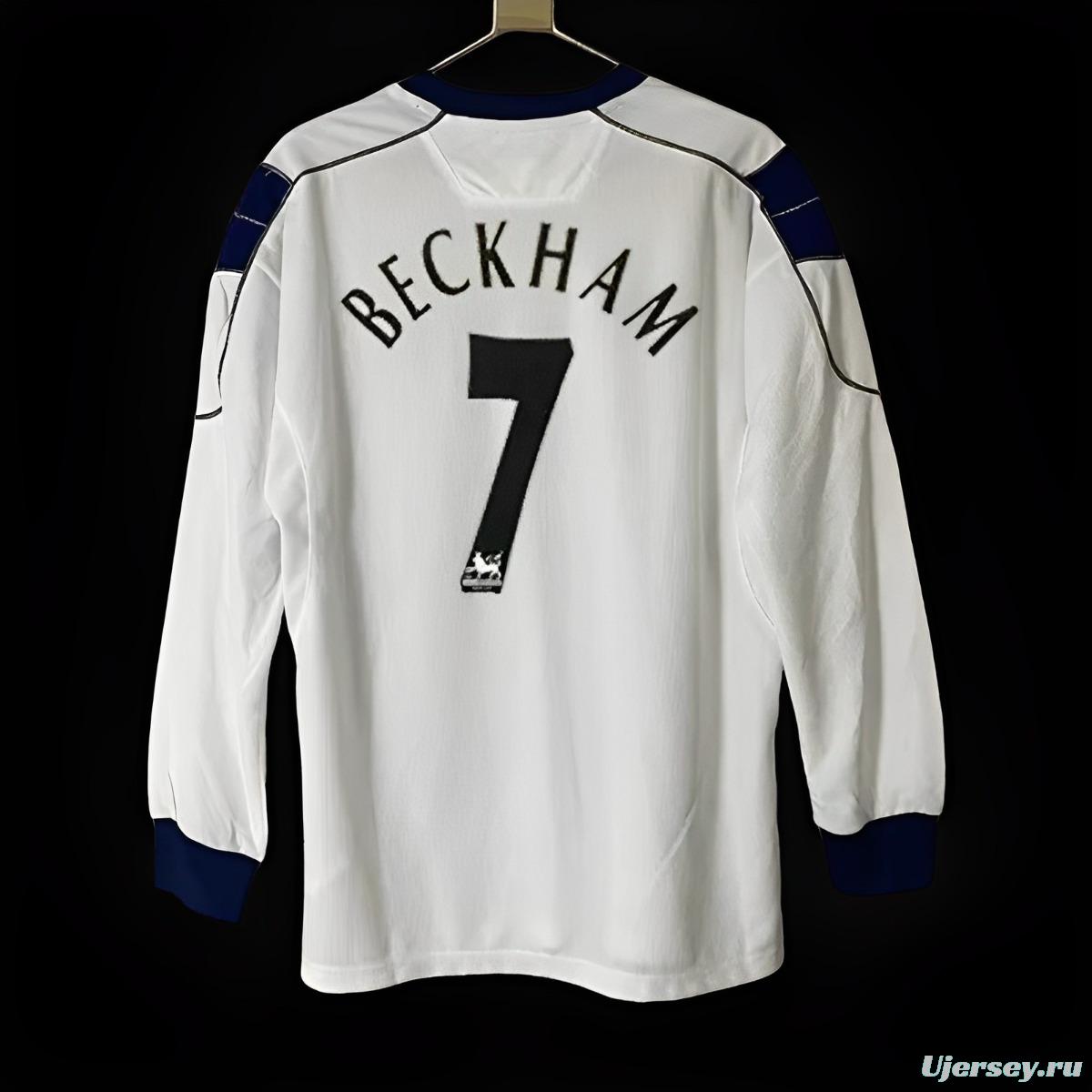 Retro 00/1 Manchester United Away Long Sleeve White Jersey