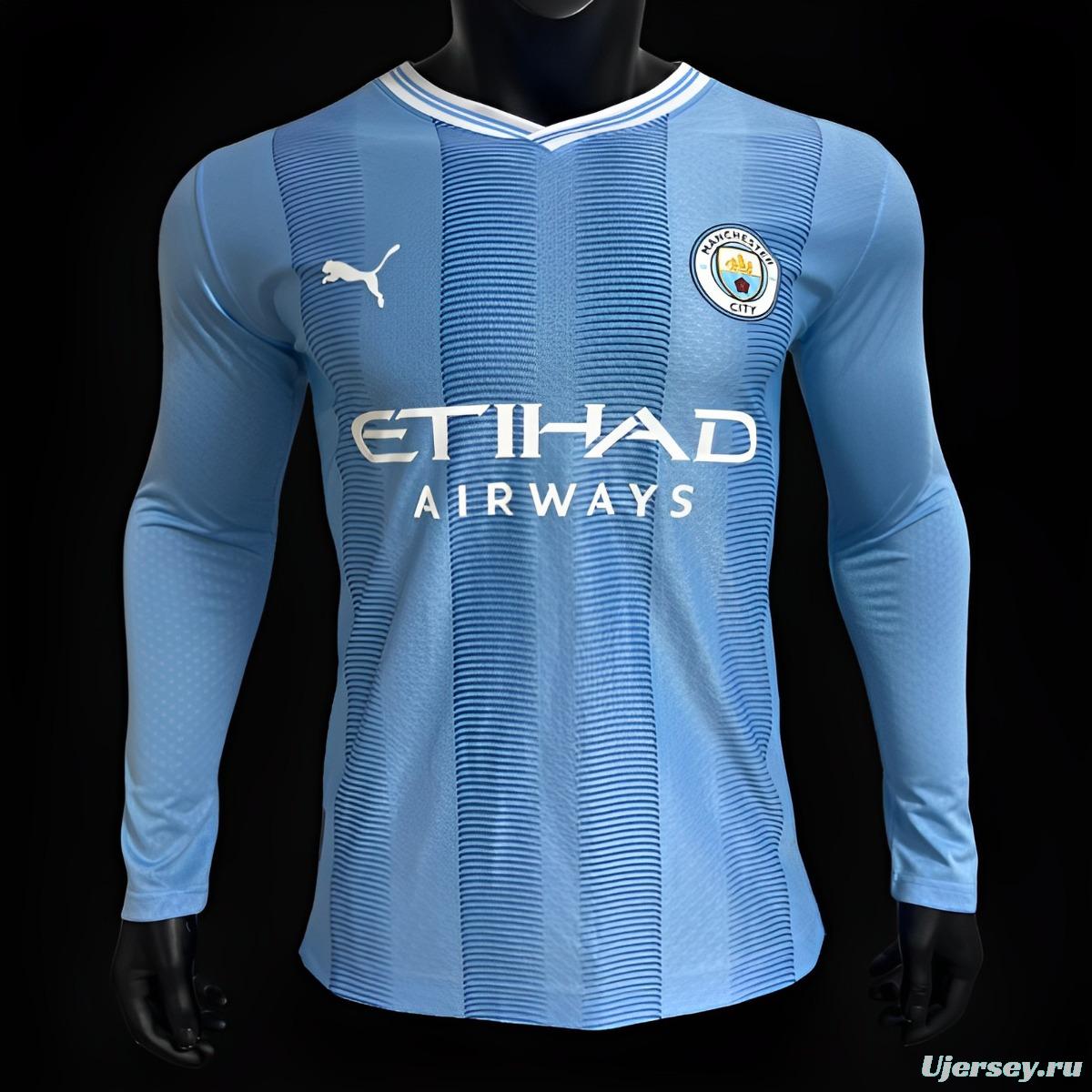 Player Version 23/24 Manchester City Home Long Sleeve Jersey