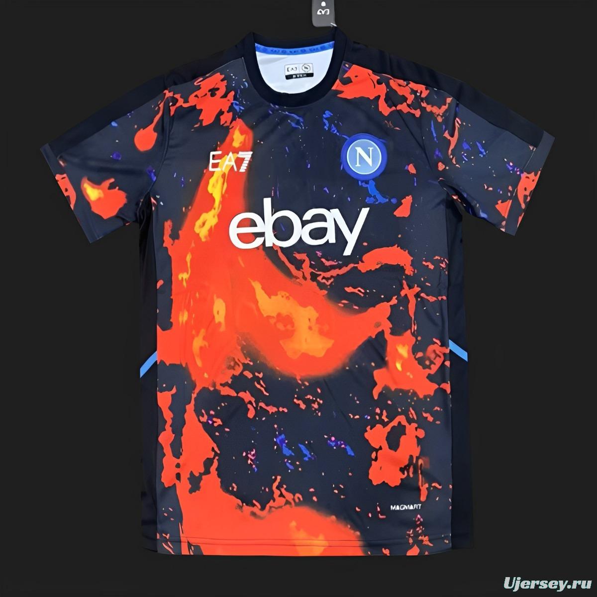 24/25 EA7 Napoli 2024 Pre-Match bright Red Volcanic Lava Pattern Jersey