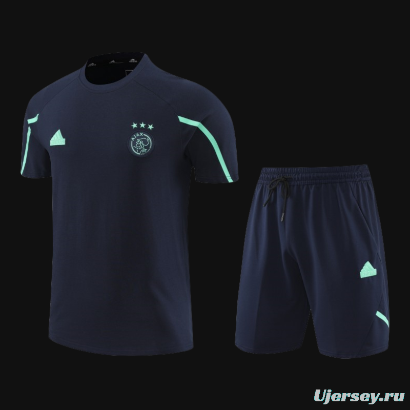 23/24 Ajax Navy Cotton Short Sleeve Jersey+Shorts