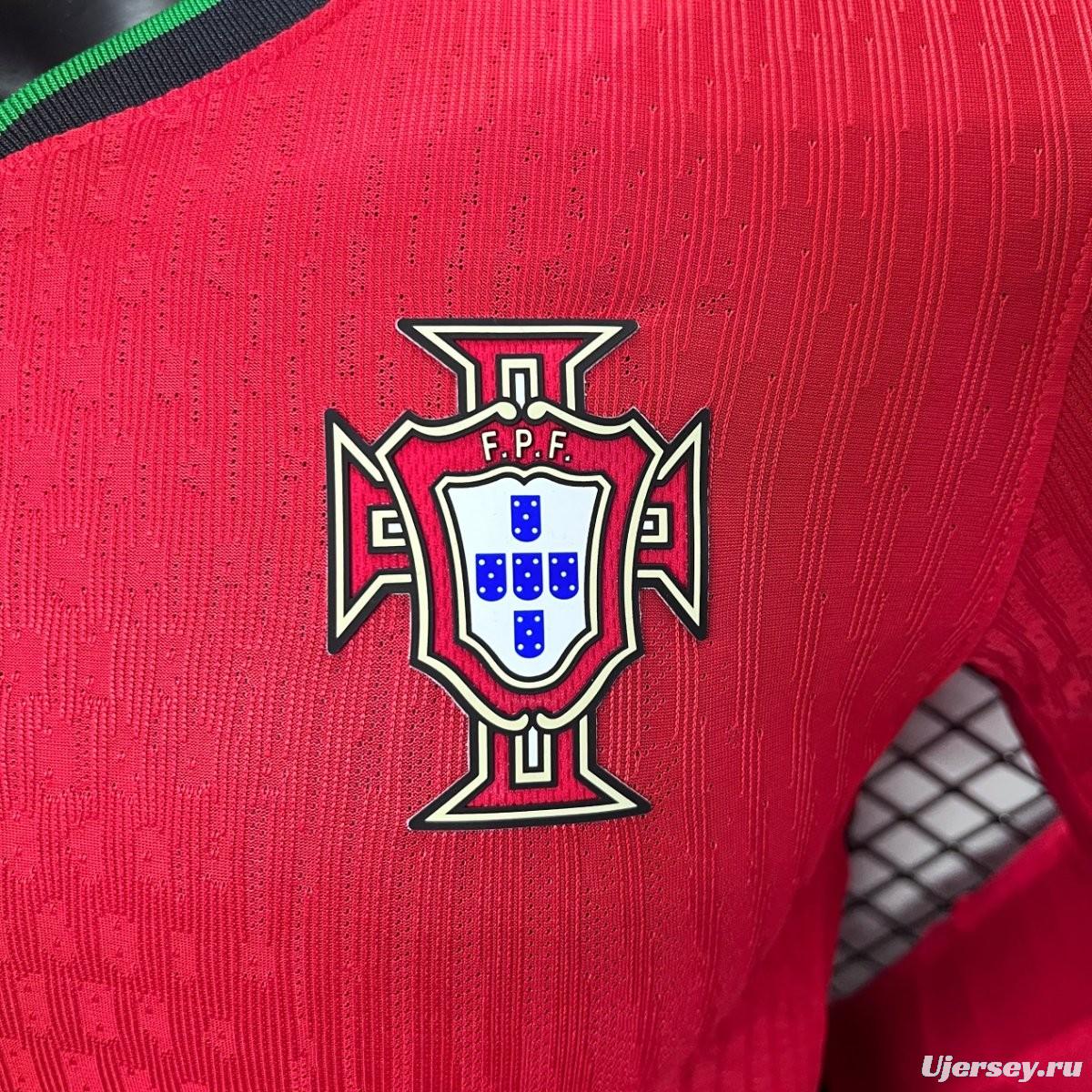 Player Version 2024 Portugal Home Long Sleeve Jersey