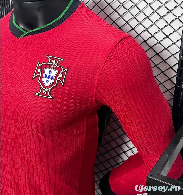 Player Version 2024 Portugal Home Long Sleeve Jersey