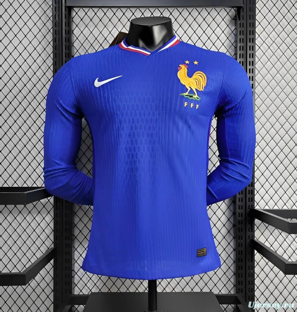 Player Version 2024 France Home Long Sleeve Jersey