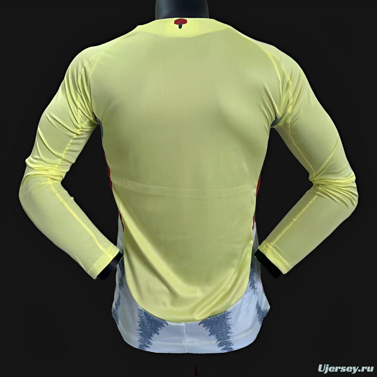 Player Version 2024 Spain Away Yellow Long Sleeve Jersey