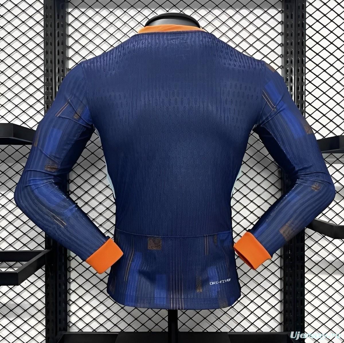 Player Version 2024 Netherlands Away Long Sleeve Jersey