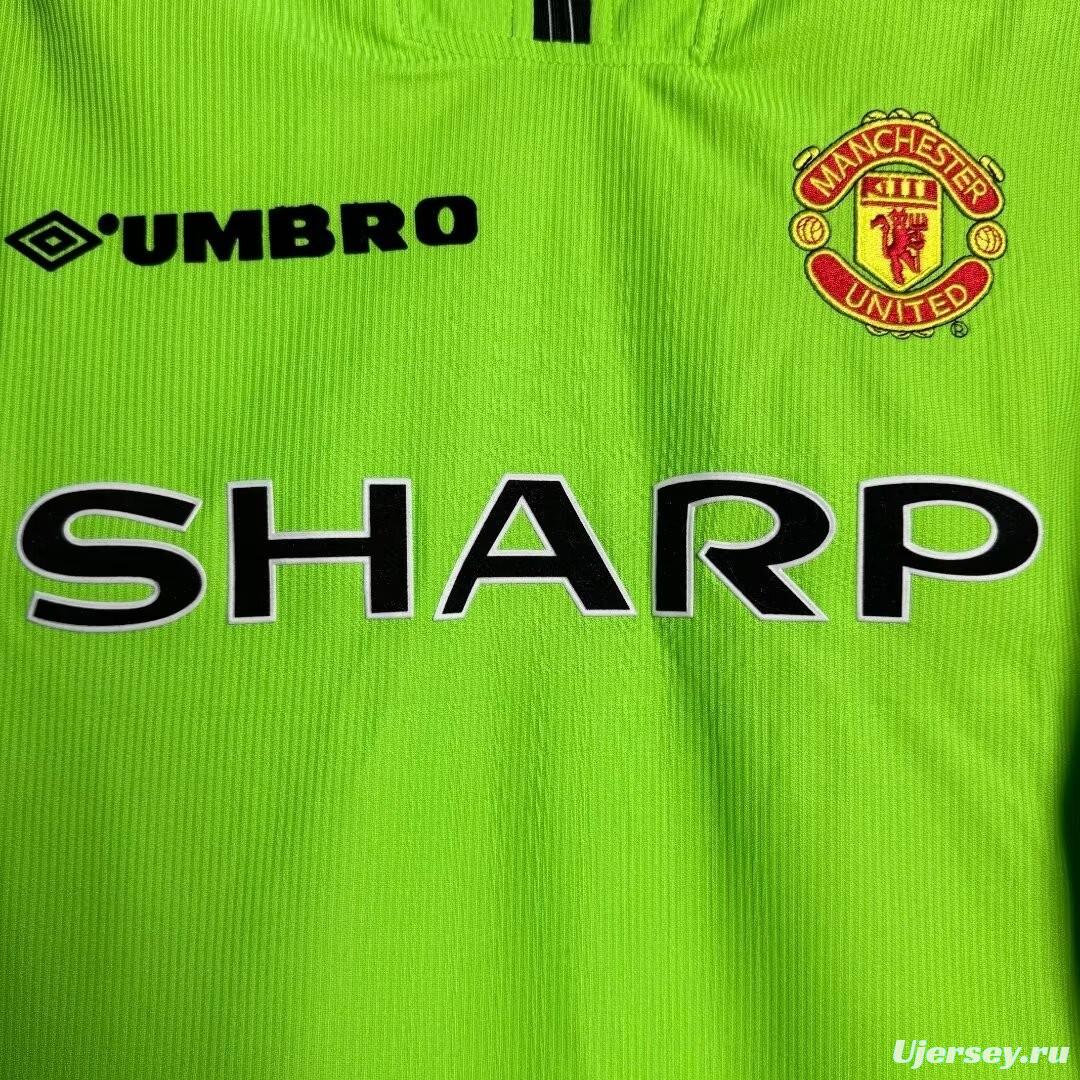 Retro 98/99 Manchester United Goalkeeper Green Long Sleeve Jeresy