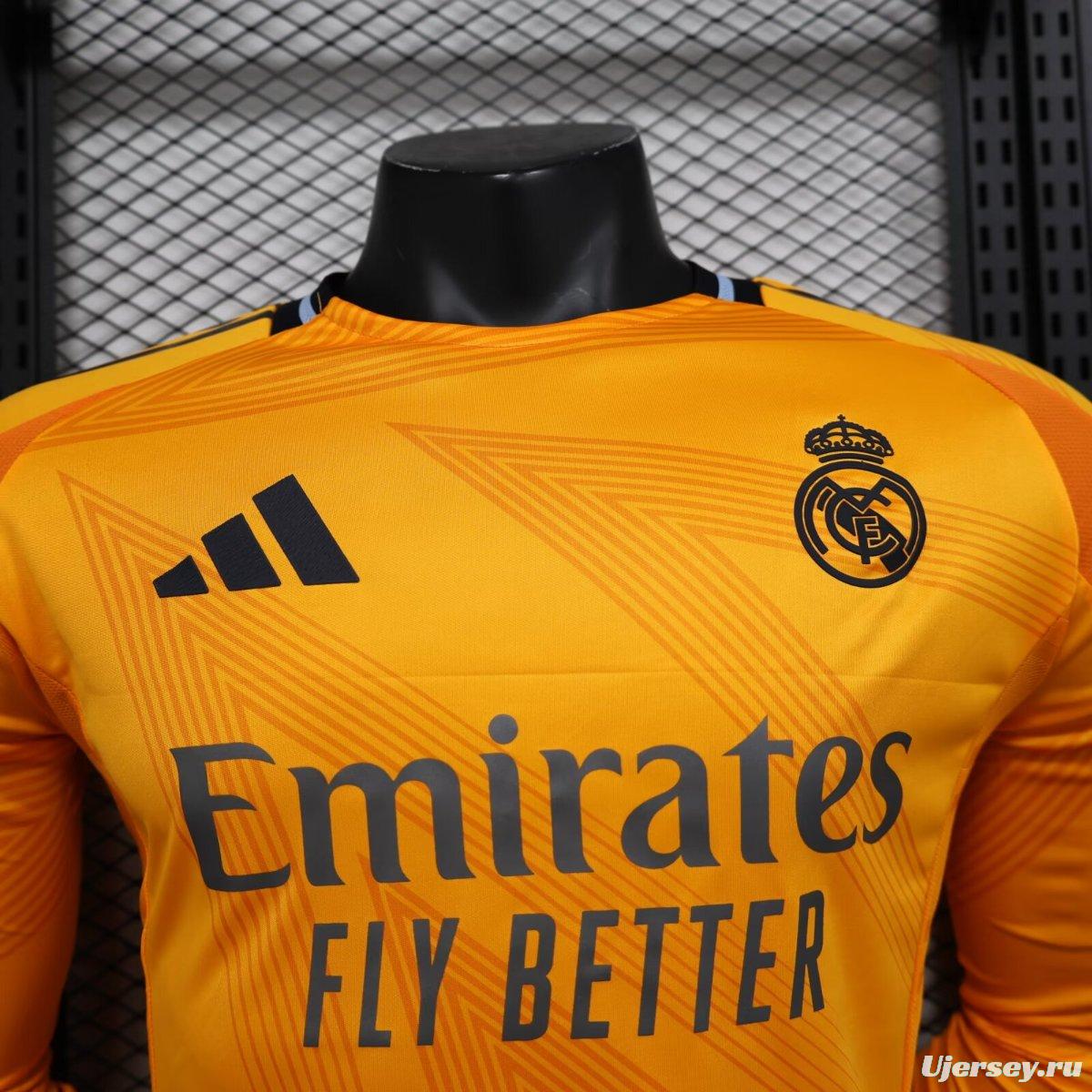 Player Version 24/25 Real Madrid Away Orange Long Sleeve Jersey