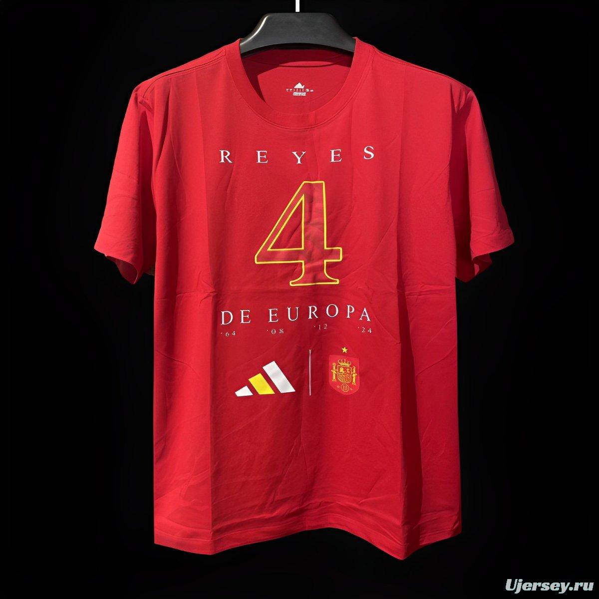 2024 Spain Red EURO Red T-Shirts