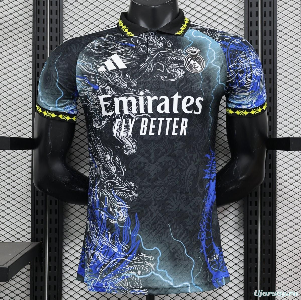 Player Version 24/25 Real Madrid Black/Blue Dragon Special Jersey