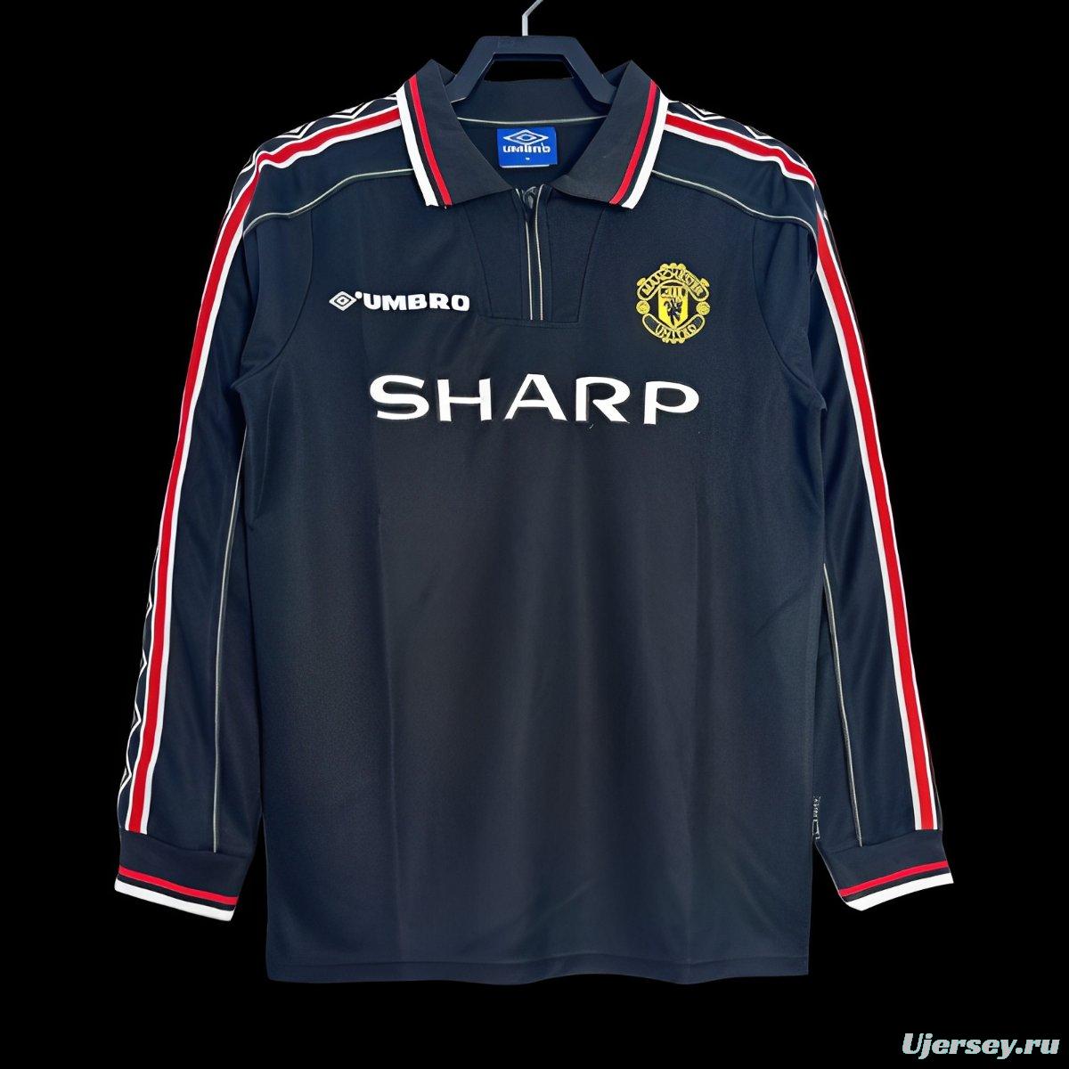 Retro 98/99 Manchester United Long Sleeve Goalkeeper Navy Jersey