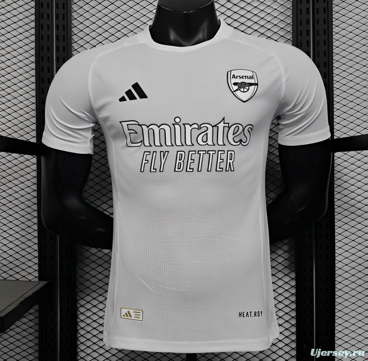Player Version 25/26 Arsenal White with Emirates Sponsor Jersey