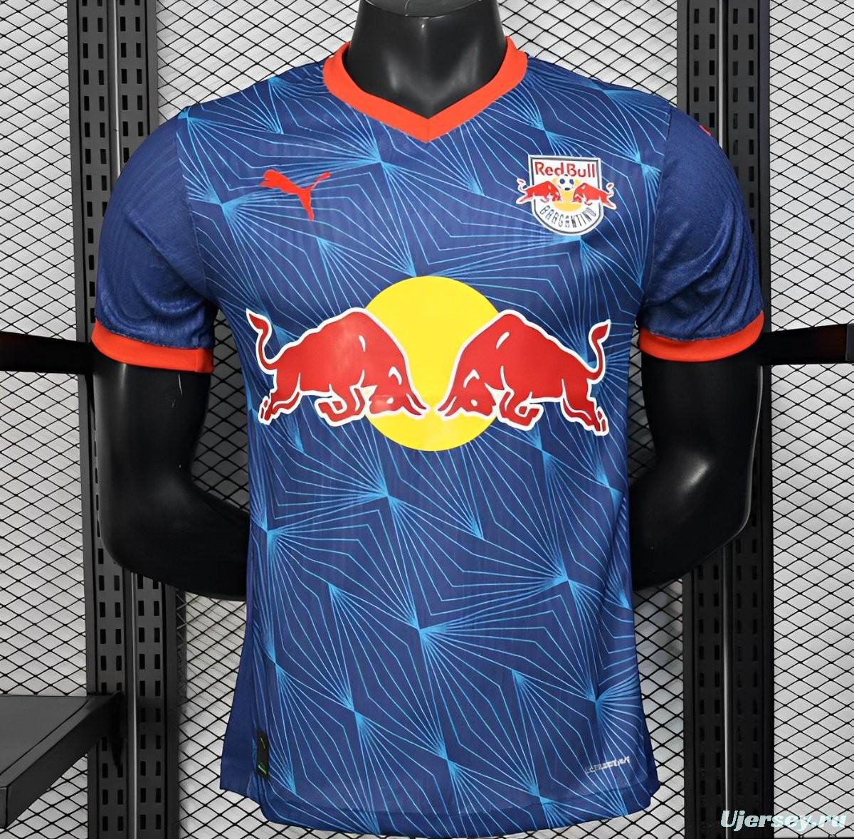 Player Version 25/26 RB Bragantino Blue with Geometric Pattern and Red Bull Logo Jersey