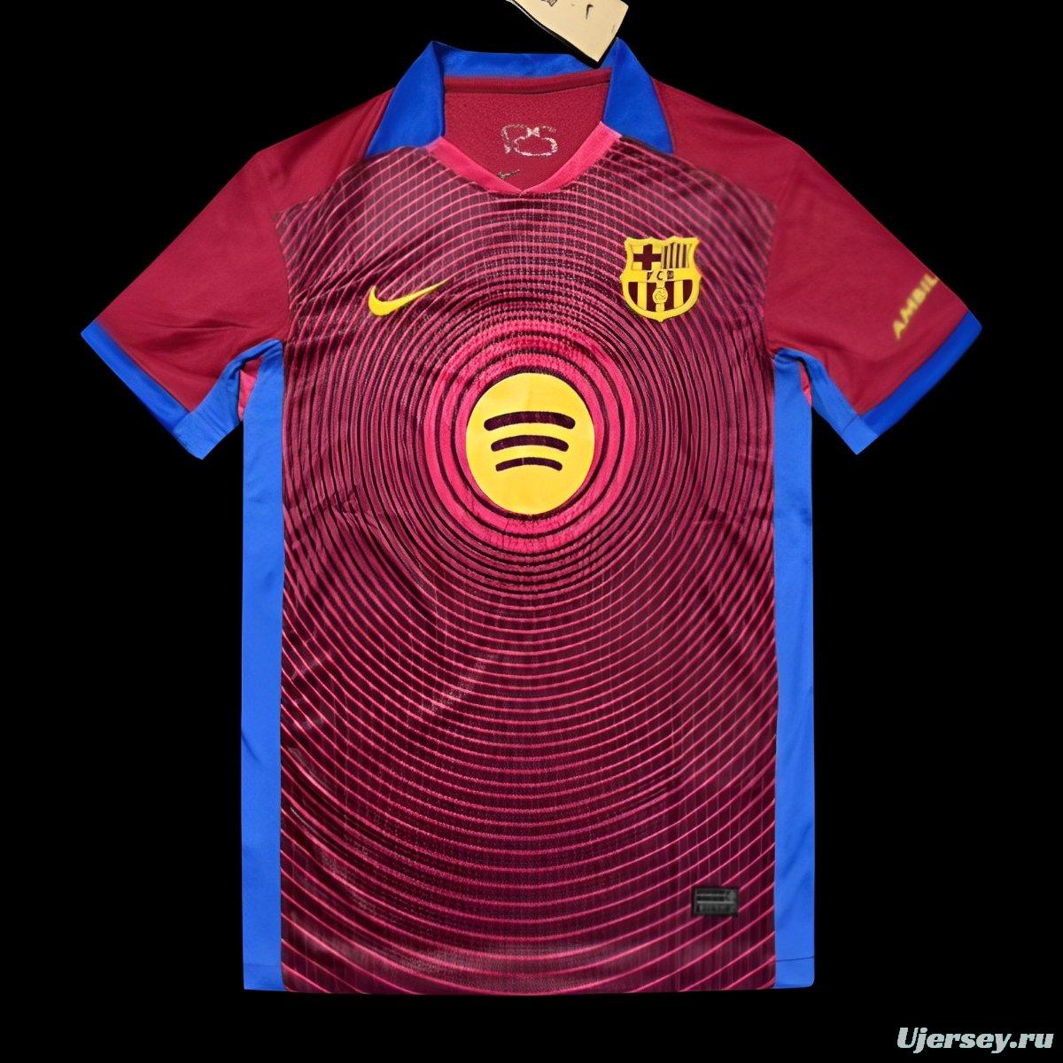 25/26 FC Barcelona Burgundy with Circular Sound Wave Pattern Jersey