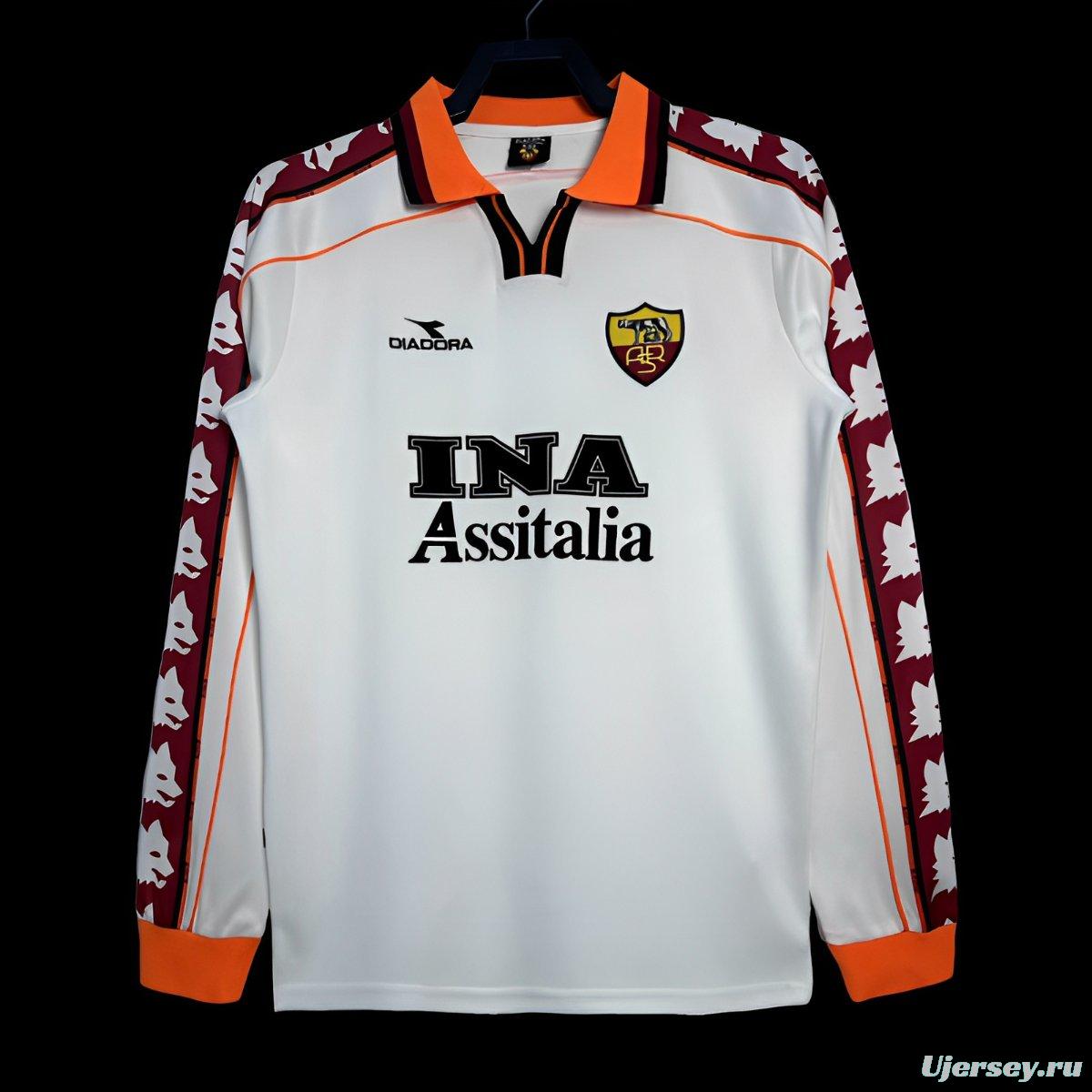 Retro 98/99 Roma Away White  Long Sleeve Jersey