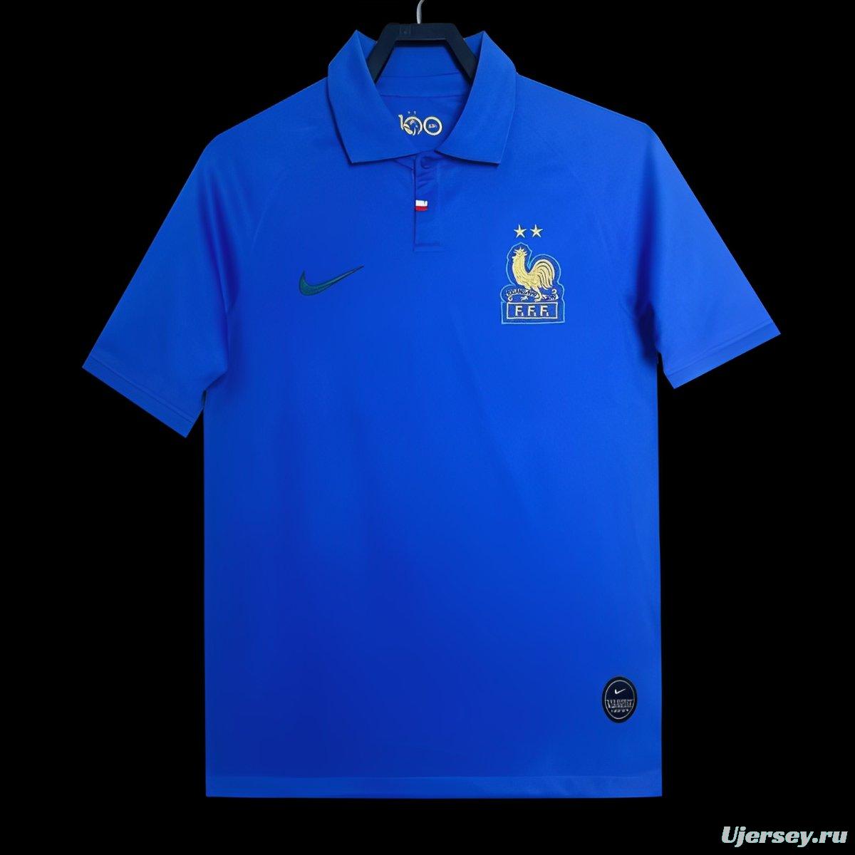 Retro 2019 France Home 100Th Anniversary Jersey