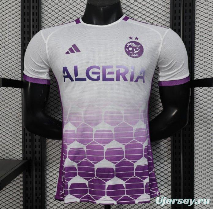Player Version 2025 Algeria White with Purple Honeycomb Pattern Jersey
