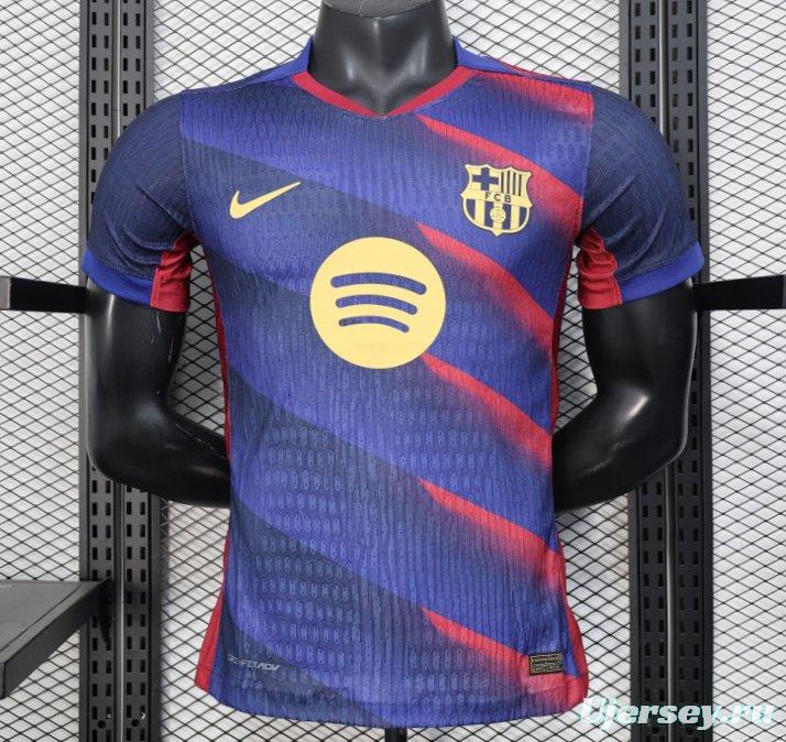 Player Version 25/26 FC Barcelona Blue with Red Diagonal Stripes Jersey