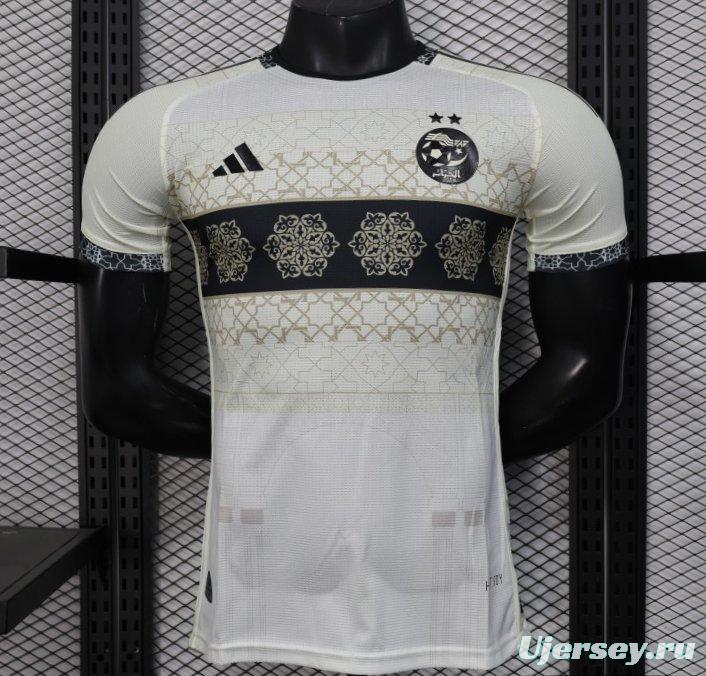 Player Version 2025 Algeria White with Islamic Geometric Pattern Jersey