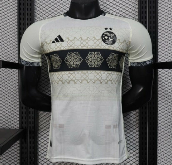 Player Version 2025 Algeria White with Islamic Geometric Pattern Jersey