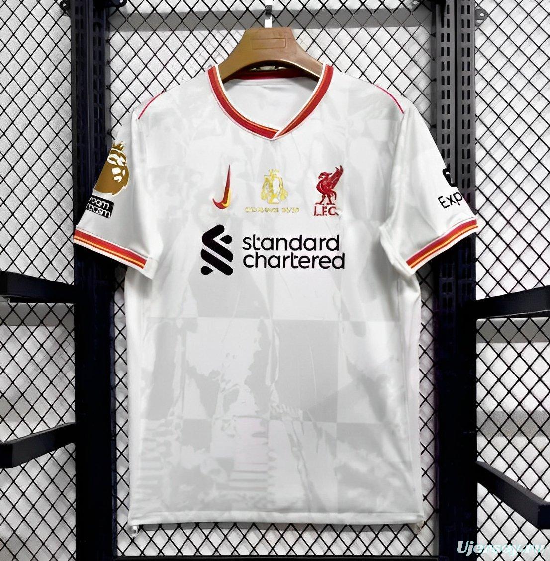 24/25 Liverpool Third White Jersey With 20 Champions Printing