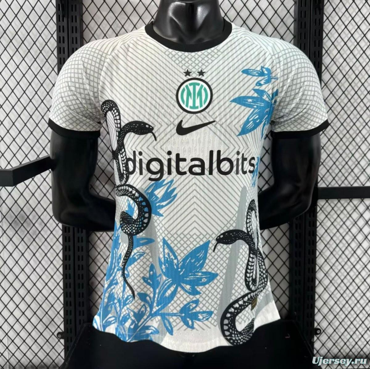 Player Version 25/26 Inter Milan White with Snake and Floral Pattern Jersey