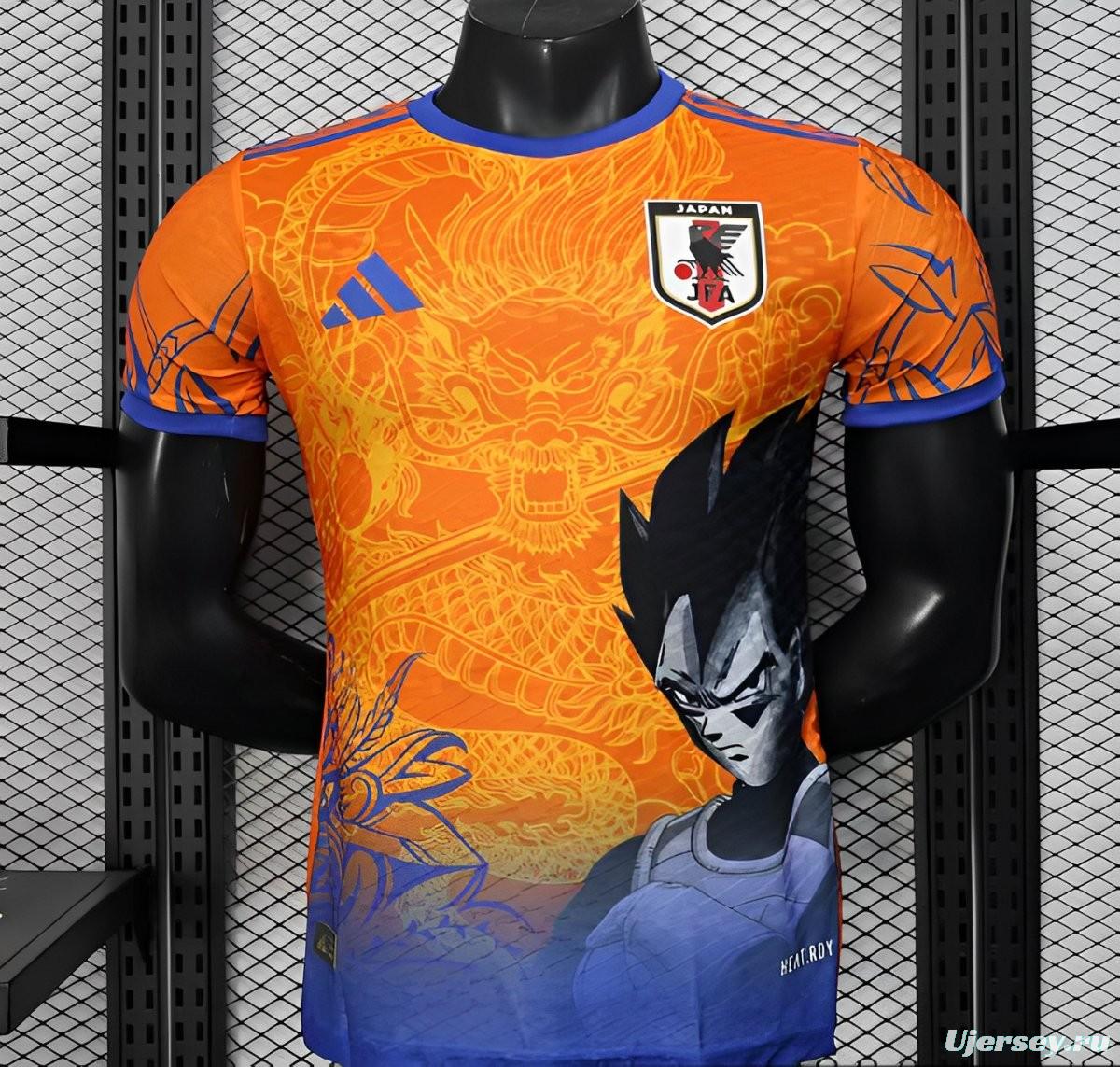 Player Version 2025 Japan Orange with Dragon Ball Z Vegeta Character Jersey