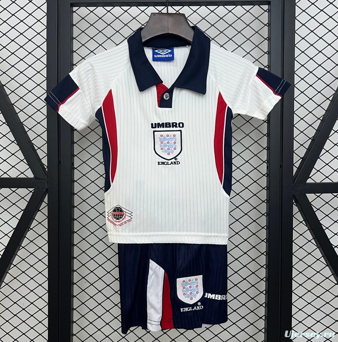 Retro 1998 Kids England Home Size 16-28 Jersey
