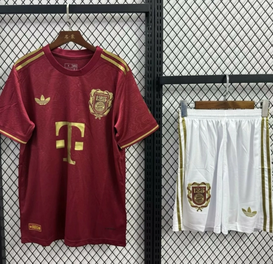 25/26 Kids Bayern Munich 125Th Anniversary Wine Jersey