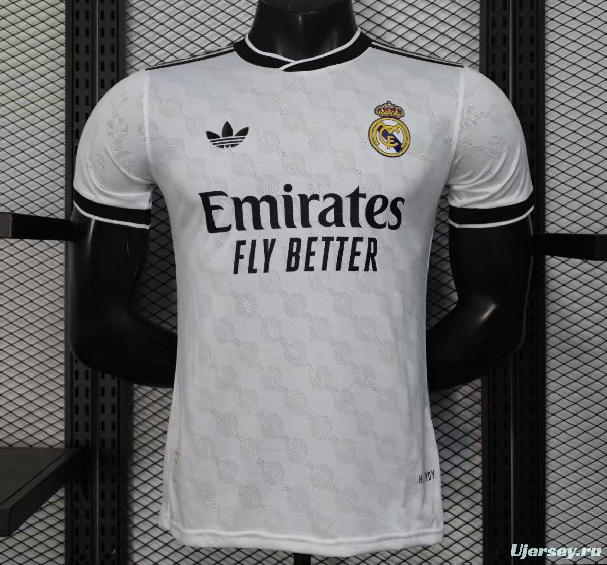 Player Version 25/26 Real Madrid White with Geometric Pattern Jersey