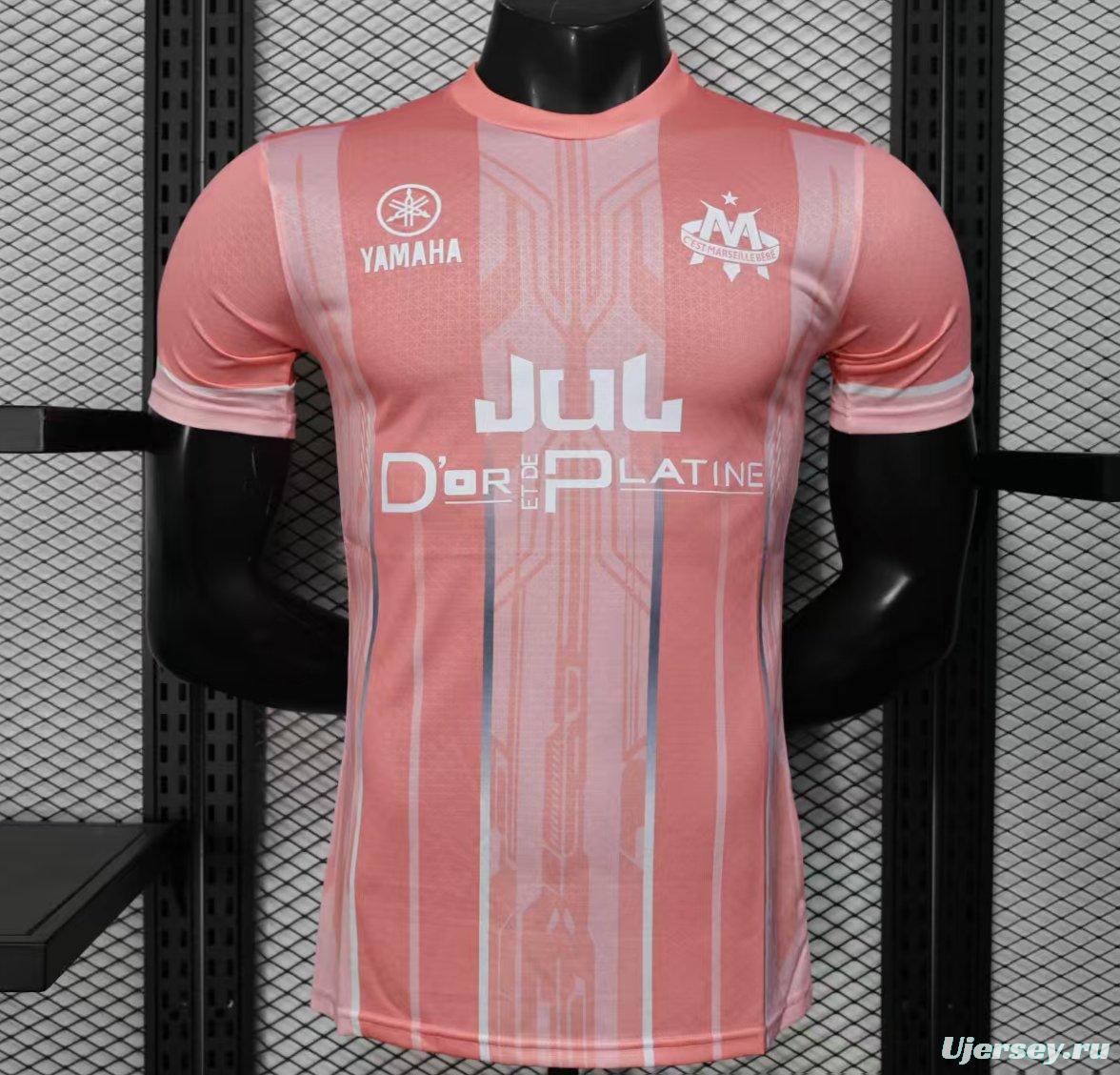 Player Version 25/26 Olympique de Marseille Pink with Geometric Pattern Jersey