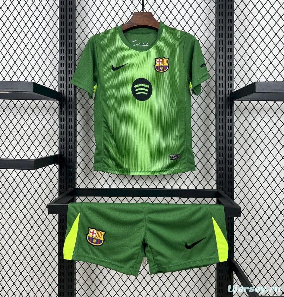 2025/26 Kids Barcelona Goalkeeper Green Kit