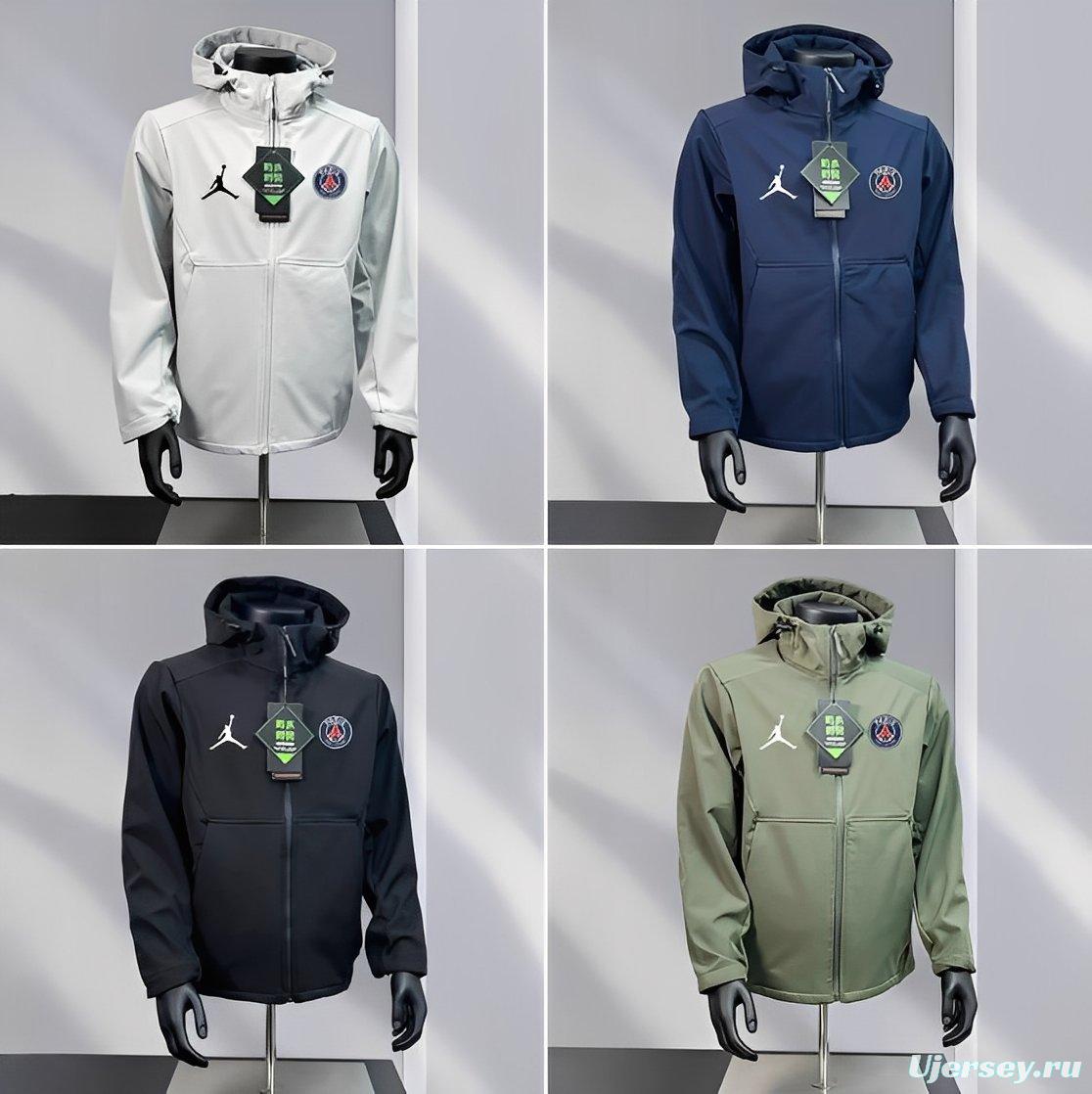 25/26 PSG White/Navy/Black/Olive Green Jordan Hooded Jacket