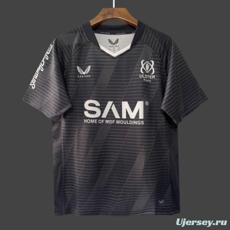 25/26 Ulster Rugby Black with Horizontal Stripe Pattern Jersey