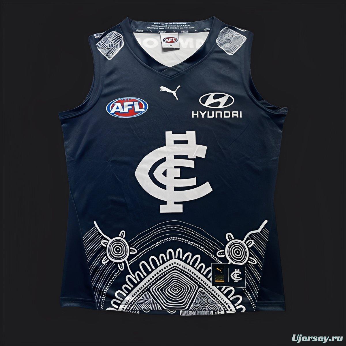 25/26 Carlton Blues Navy with White Aboriginal Art Jersey