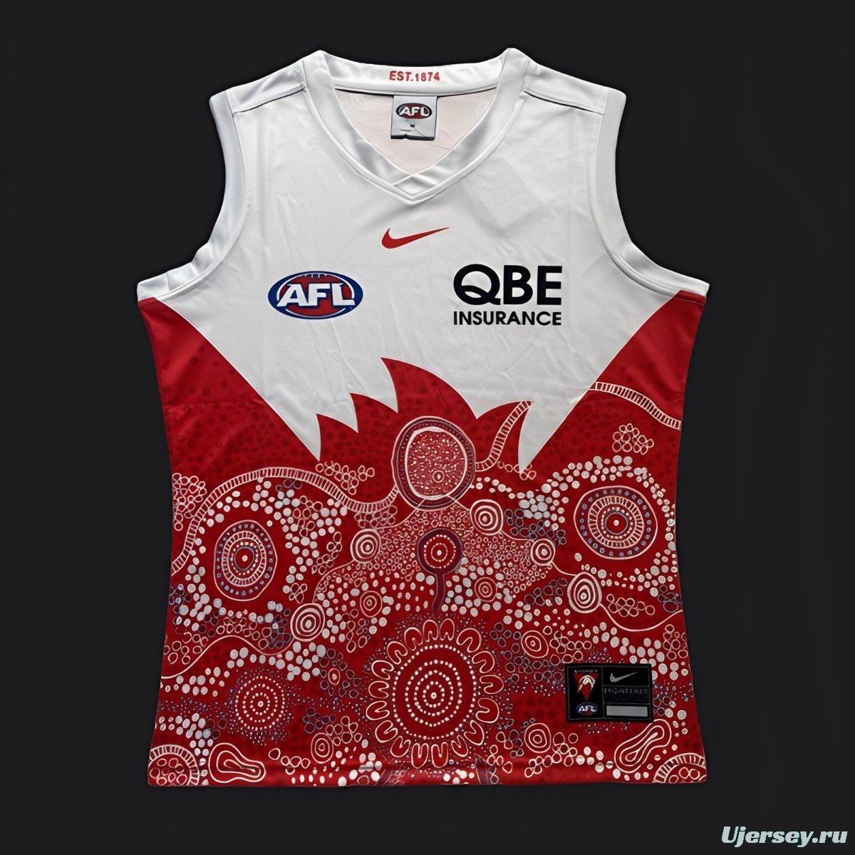 25/26 Sydney Swans White with Red Aboriginal Art Jersey