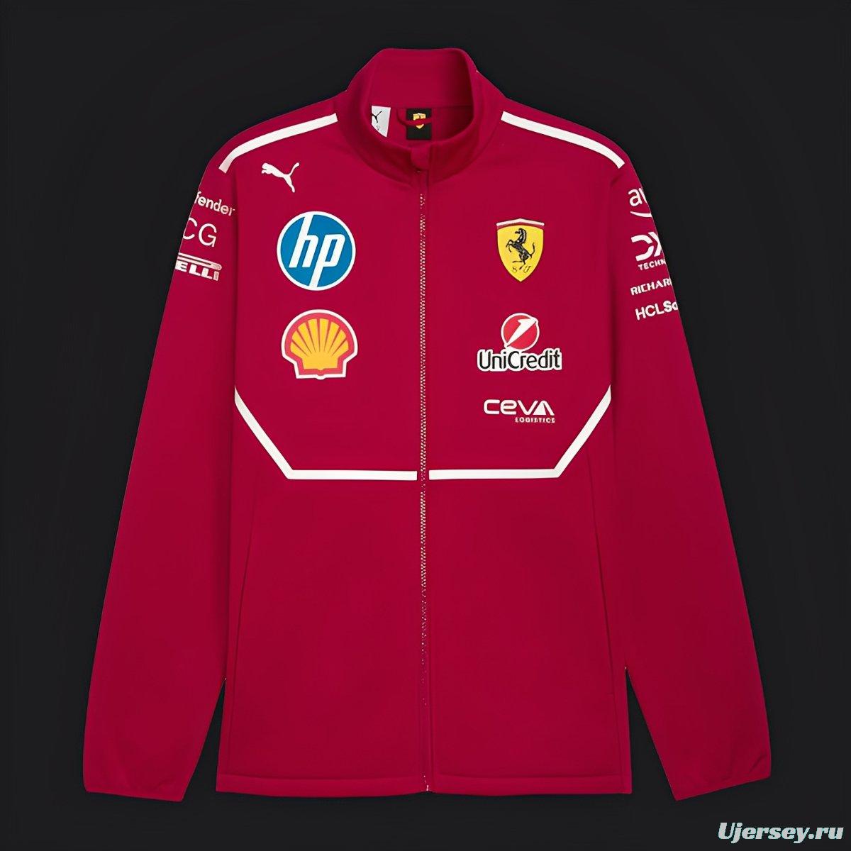 2025 F1 Scuderia Ferrari Red with White Stripe Team Jacket