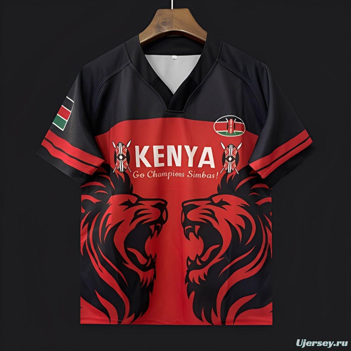 2026 Kenya Simbas Red with Double Lion Design Jersey