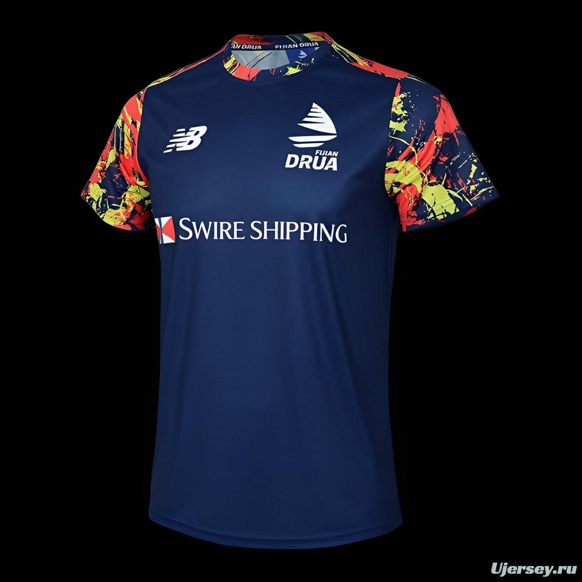25/26 Fijian Drua Navy with Colorful Sleeves Training Jersey
