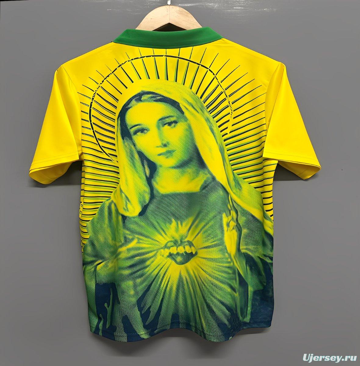 2026 Brazil Yellow with Virgin Mary Print Jersey
