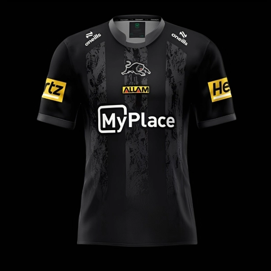 25/26 Hull FC Black with Grey Distressed Stripes Home Jersey