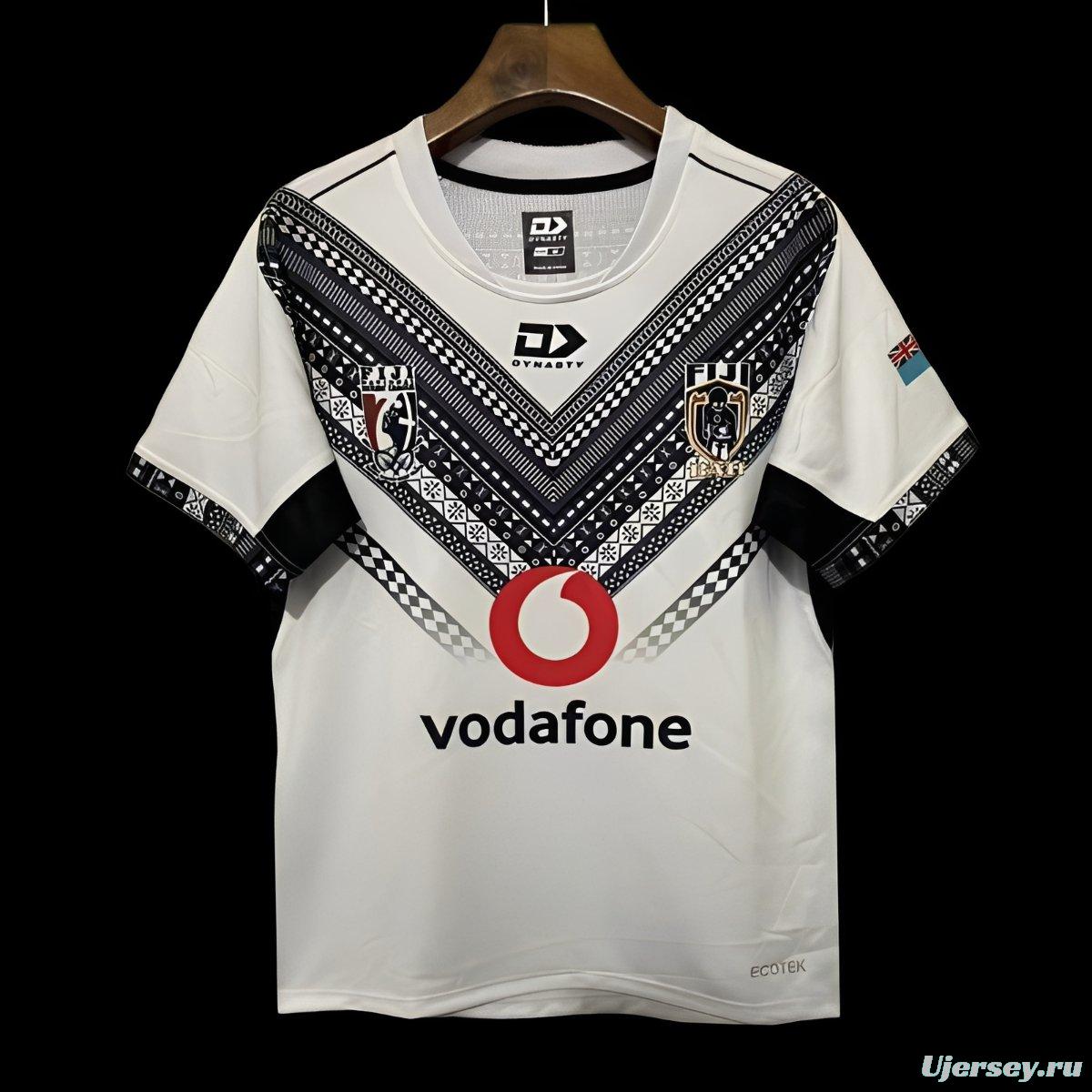 2026 Fiji Warriors White with Black Tribal Pattern Jersey