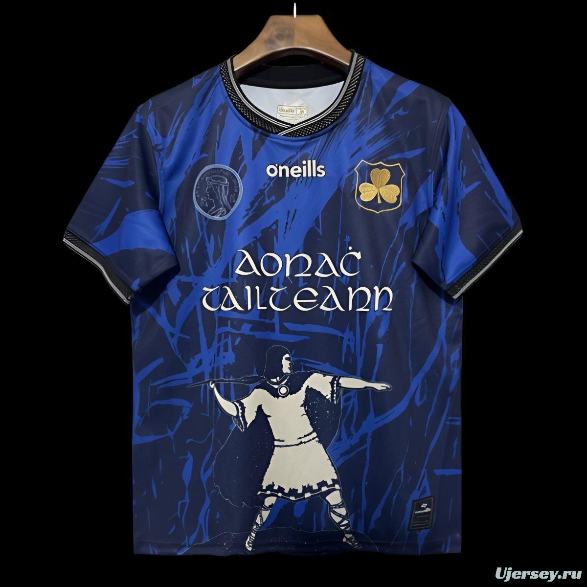 25/26 Tipperary GAA Blue with Warrior Silhouette and Abstract Pattern Jersey