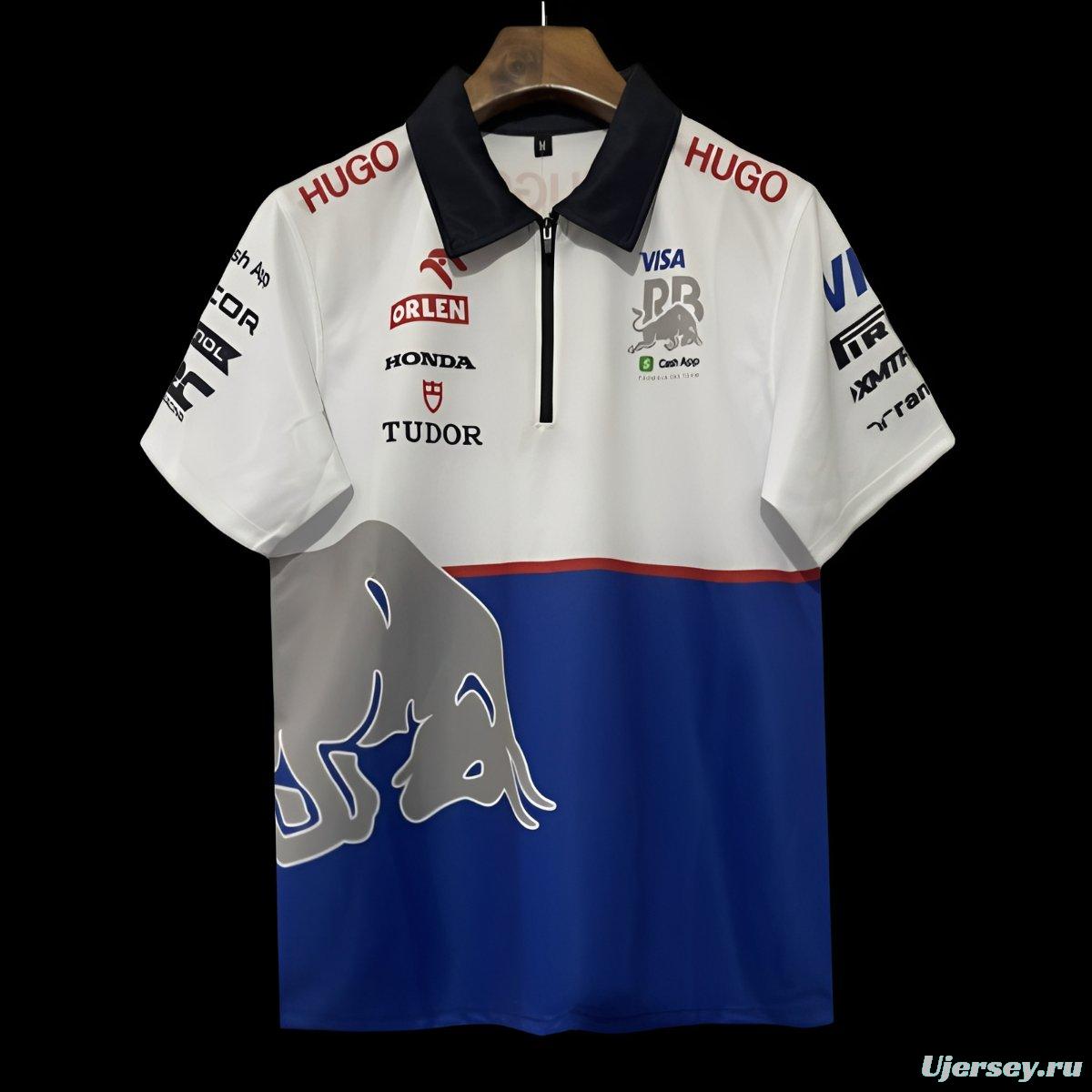 2025 F1 Red Bull Racing White and Blue with Red Bull Logo Jersey