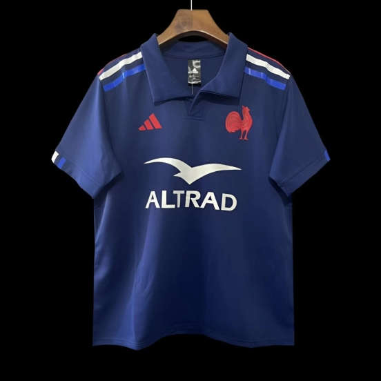 2025 France Navy Blue with Tricolor Stripes Home Jersey