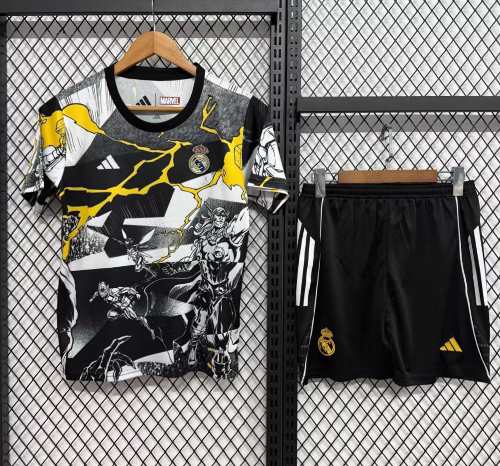 25/26 Kids Real Madrid Avengers White Pre-Match Jersey