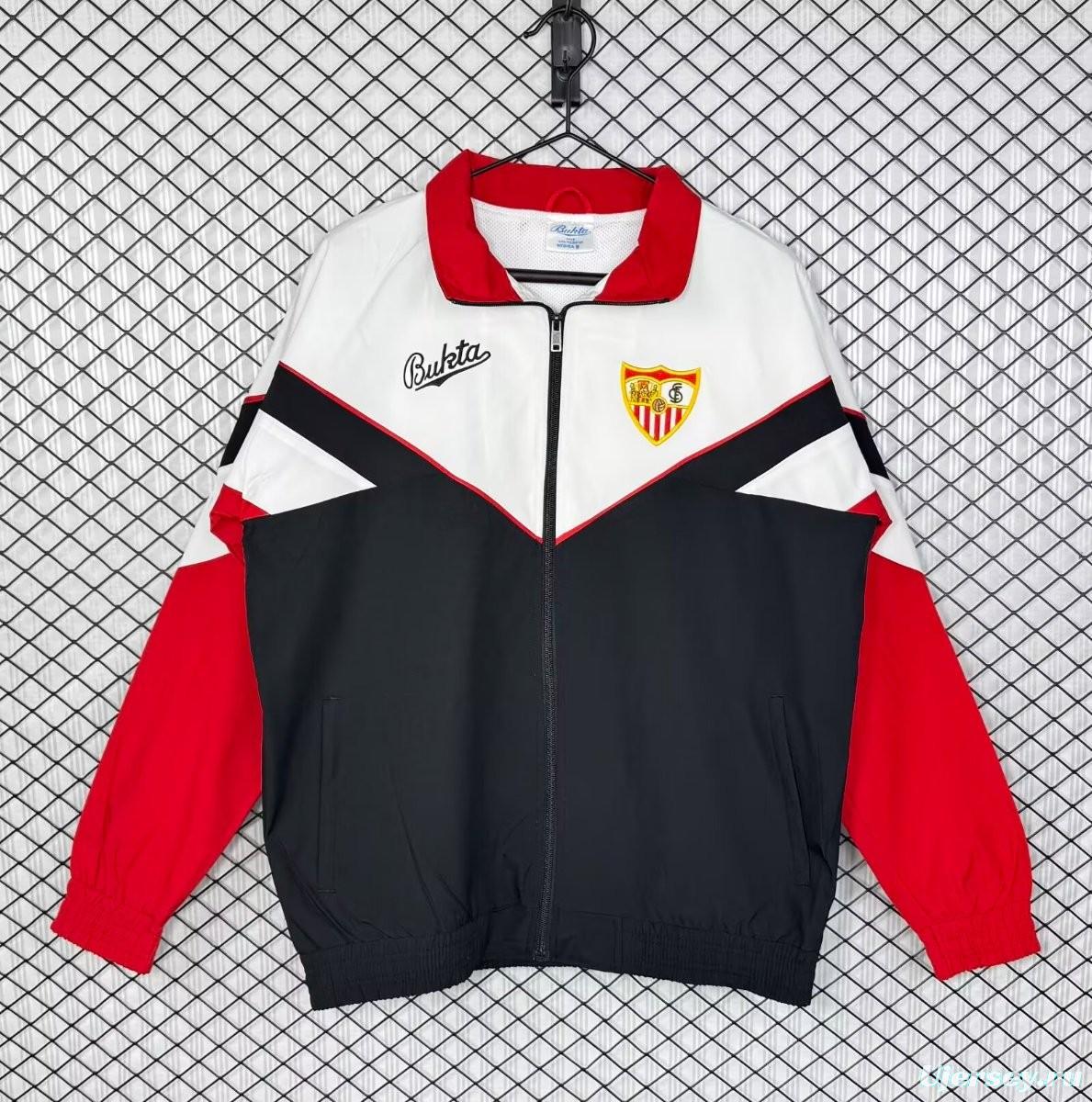 Retro 92/93 Sevilla White/Black/Red Windbreaker