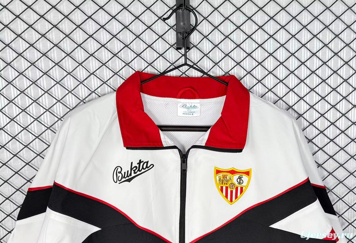 Retro 92/93 Sevilla White/Black/Red Windbreaker
